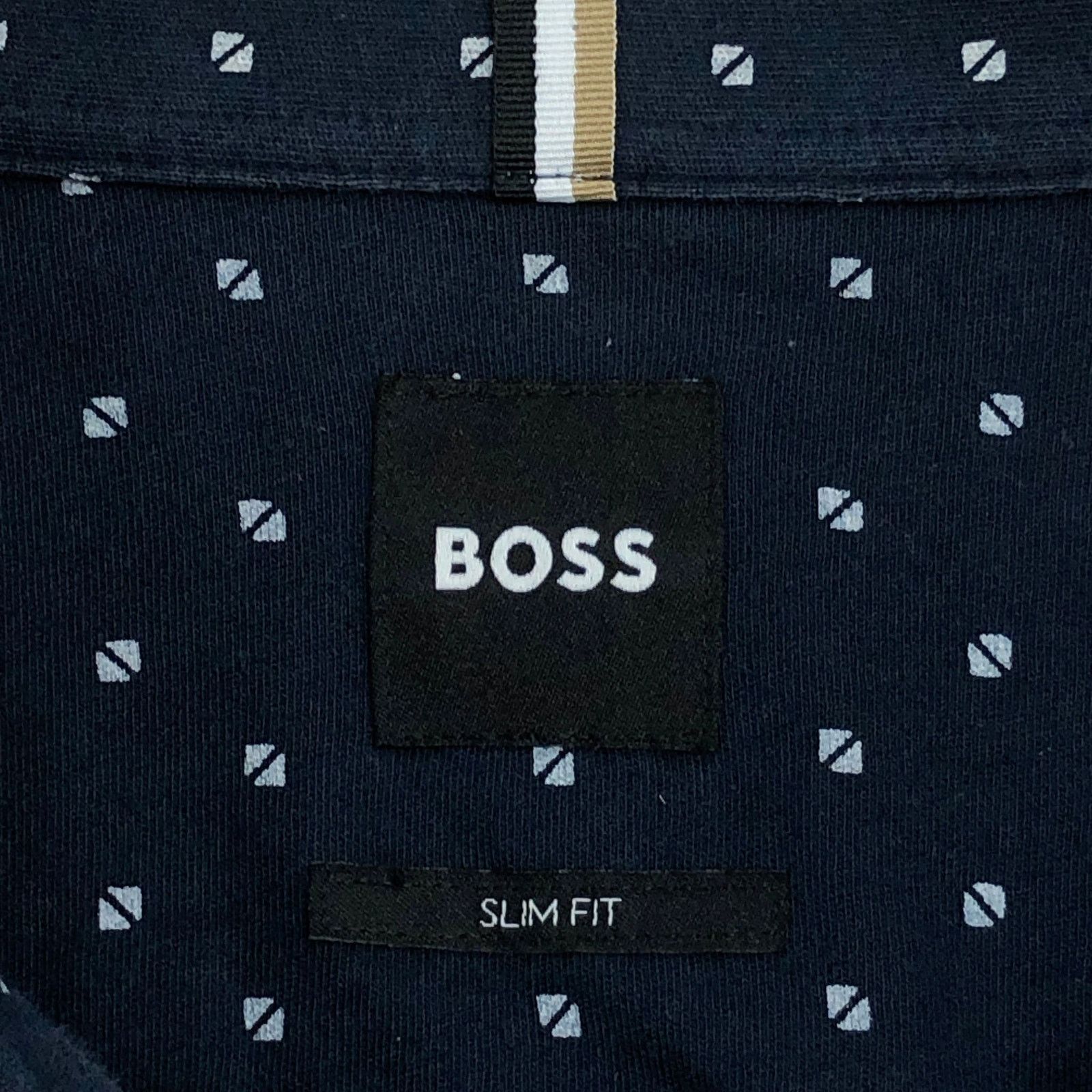Hugo Boss BOSS Shirt L Roan Slim Fit Navy Geo Print Long Sleeve Size US L / EU 52-54 / 3 - 15 Thumbnail
