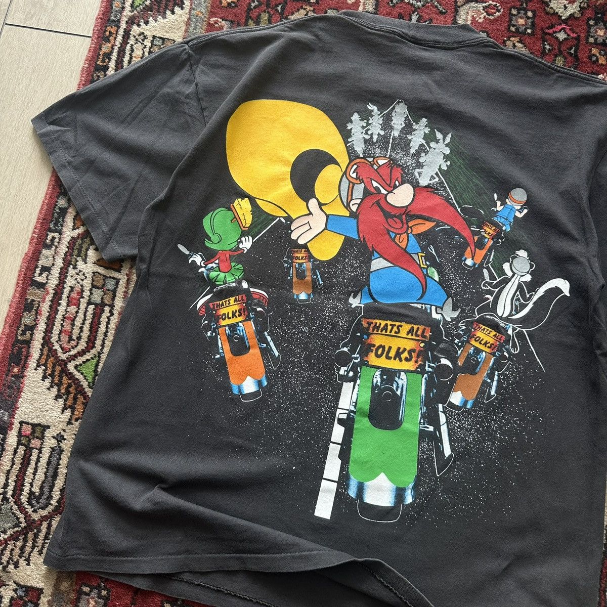 Vintage 1993 Harley Davidson Looney Tunes Biker Vintage Double Sided Size US XL / EU 56 / 4 - 7 Thumbnail