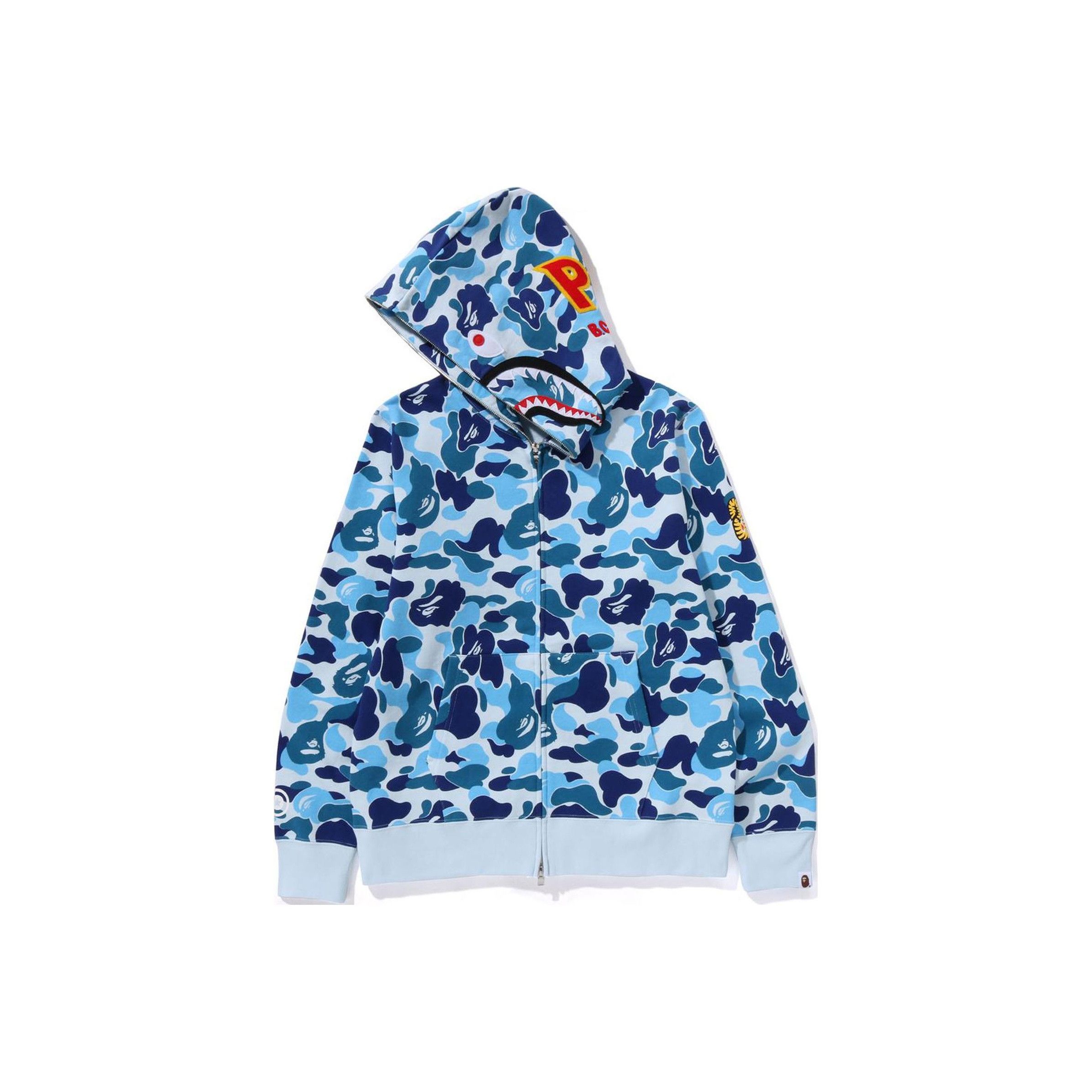 Bape A BATHING APE Blue Camo Shark Full Zip Hoodie Size S Size US S / EU 44-46 / 1 - 1 Thumbnail