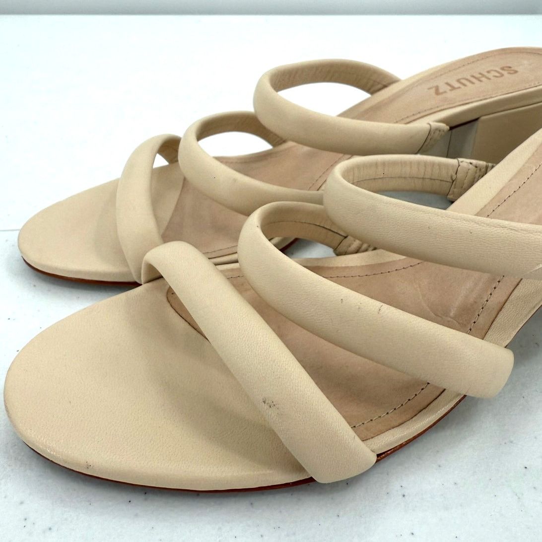 SCHUTZ NEW Schutz Olly Deluxe Nappa Leather Beige Block Sandal Size US 10.5 / IT 40.5 - 8 Thumbnail