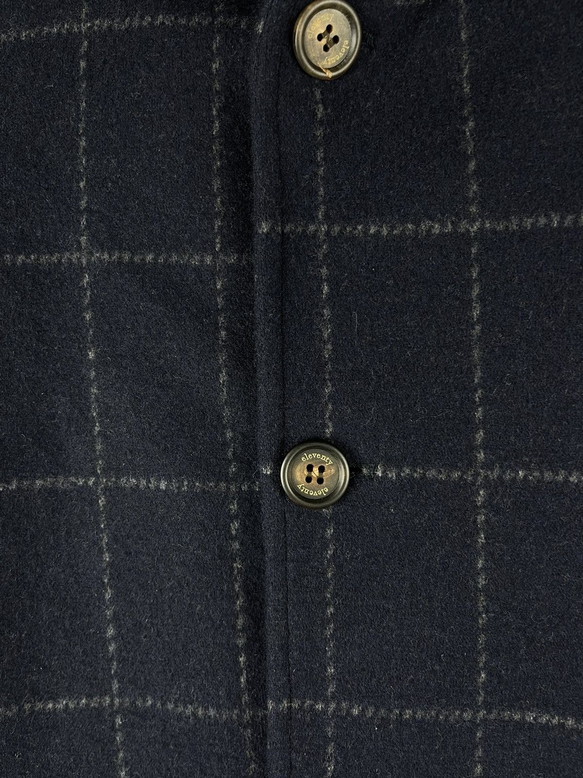 Eleventy Eleventy Platinum Wool Cashmere Check Coat Navy Blue Size US M / EU 48-50 / 2 - 13 Thumbnail