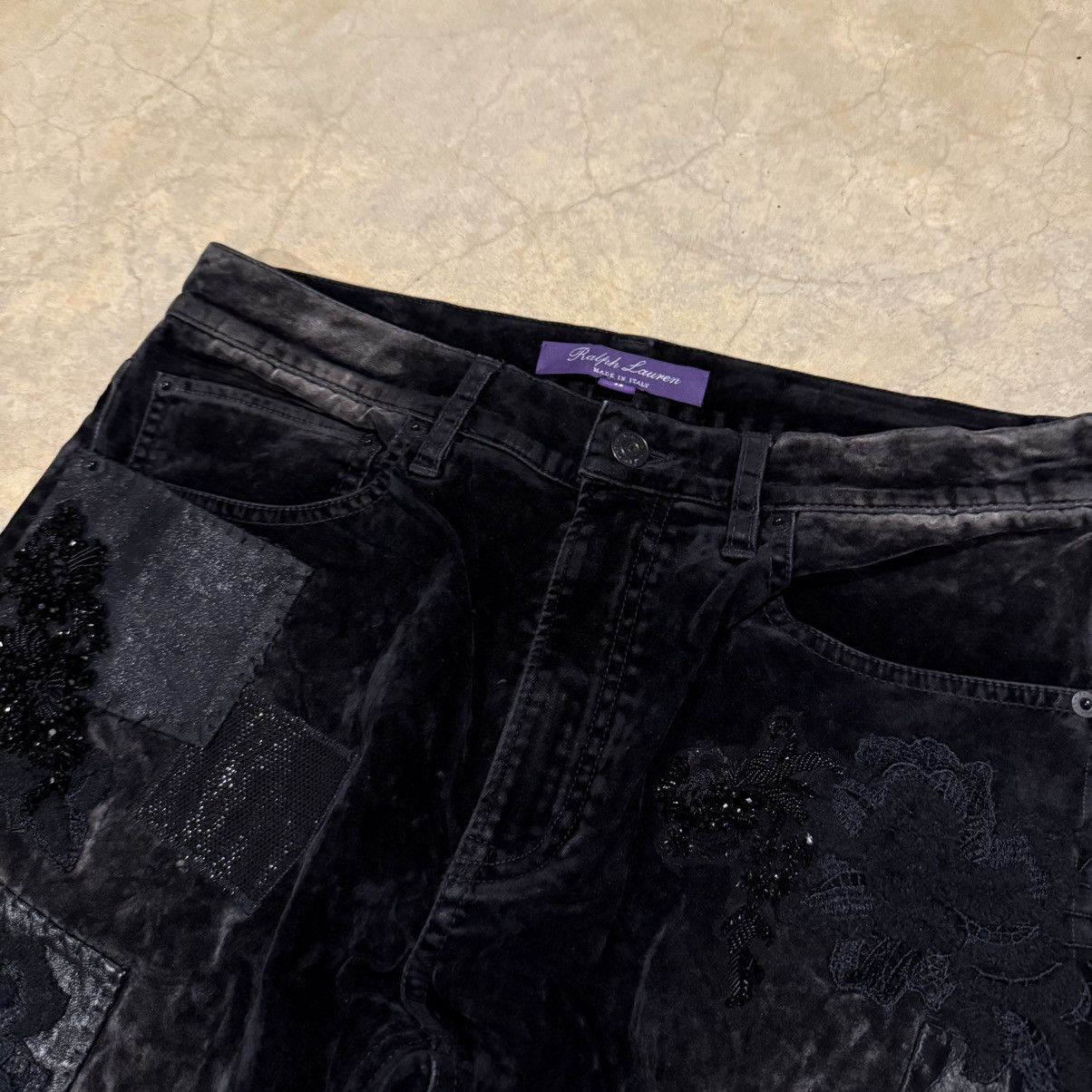 Ralph Lauren Purple Label Ralph Lauren Purple Label Velvet Leather Patchwork Jeans Size US 28 / EU 44 - 7 Thumbnail