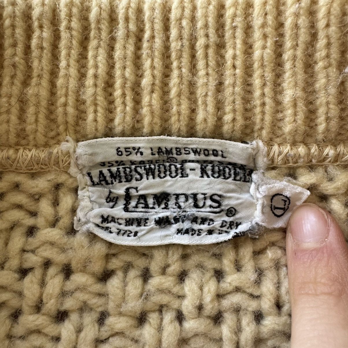 Other Vintage 60s Campus Wool Chunky Knit Cardigan Sweater Size L / US 10 / IT 46 - 3 Thumbnail