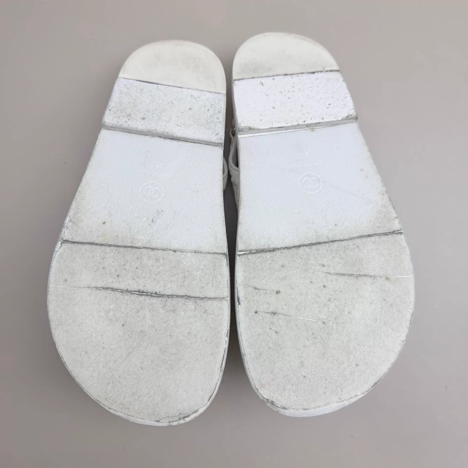 Chanel CHANEL White Gold Coin Velcro Sandal 36 95 New Size US 5.5 / IT 35.5 - 6 Thumbnail
