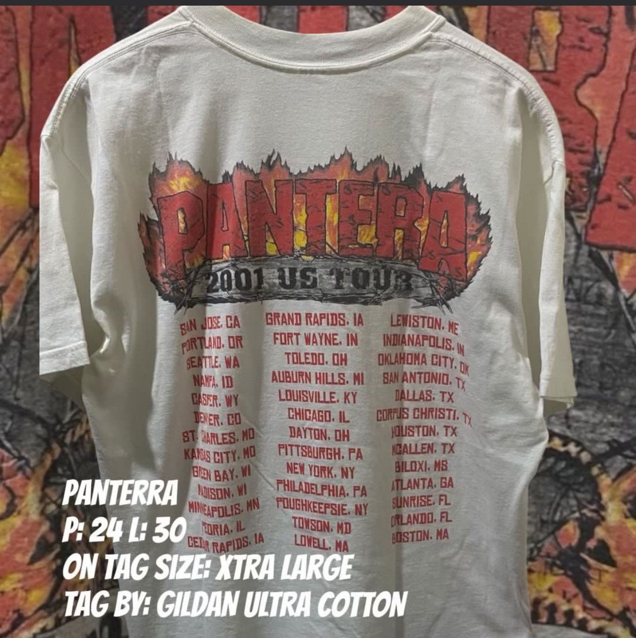 Band Tees Pantera - Death Rattle 2001 US Tour Band Tee Size US XL / EU 56 / 4 - 6 Thumbnail