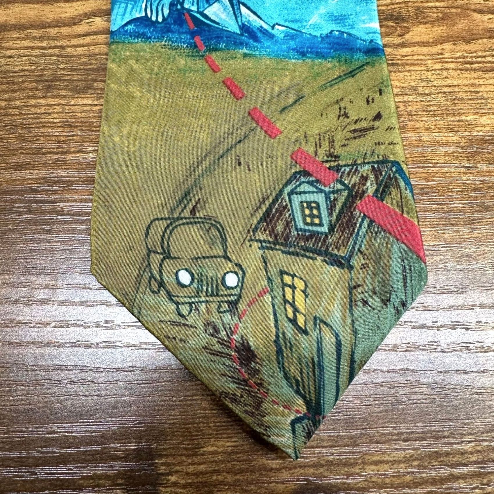 Vintage VINTAGE The Beatles Manhattan Menswear Silk Tie Blue Gold Lucy in the Sky with Diamonds Mens Size ONE SIZE - 2 Thumbnail