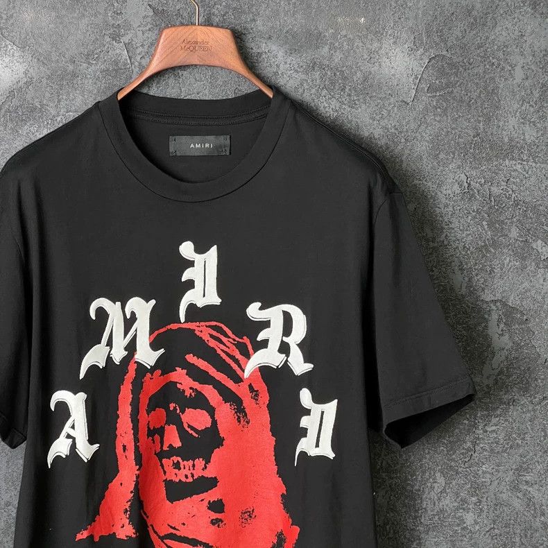 Amiri Amiri Black Skull Letter Printed Cotton T-Shirt Size US L / EU 52-54 / 3 - 3 Thumbnail