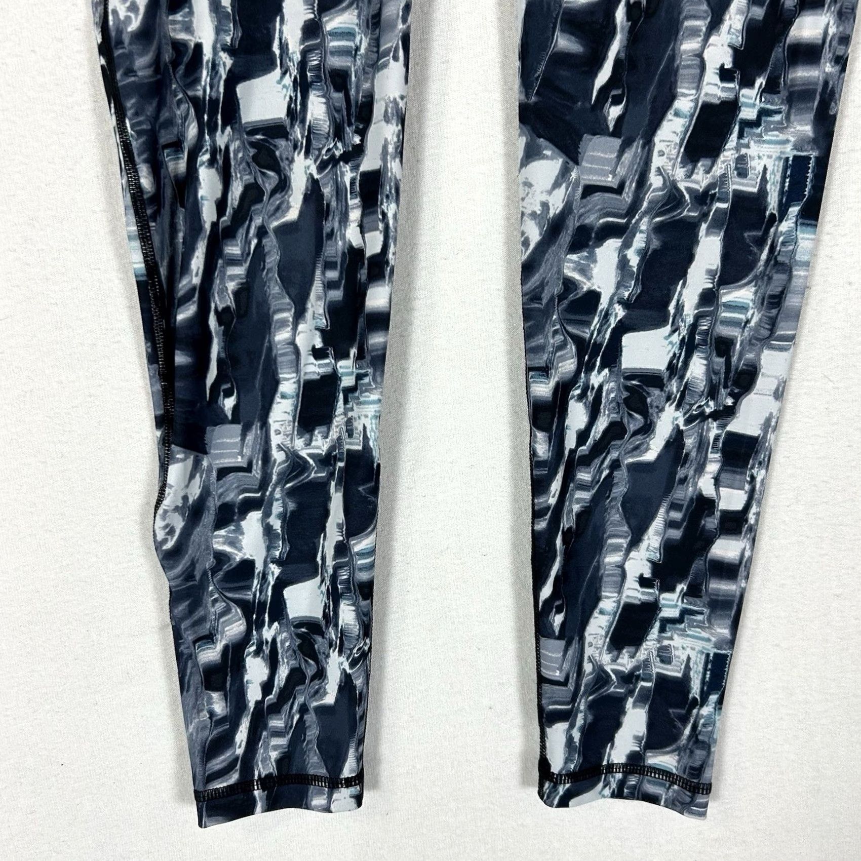Nike Nike Pro Dri Fit Ankle Leggings Womens M Gray Blue Graphic Print Stretch Geometric Neon 27in Inseam Size 32" / US 10 / IT 46 - 3 Thumbnail