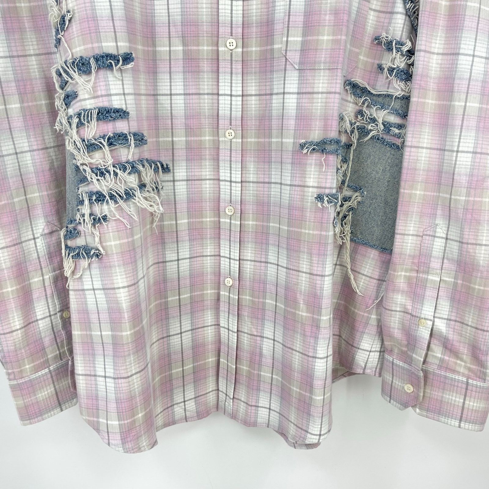 Y/Project Y-PROJECT | Whisker Distressed Denim Flannel Shirt XXL Size US XXL / EU 58 / 5 - 7 Thumbnail