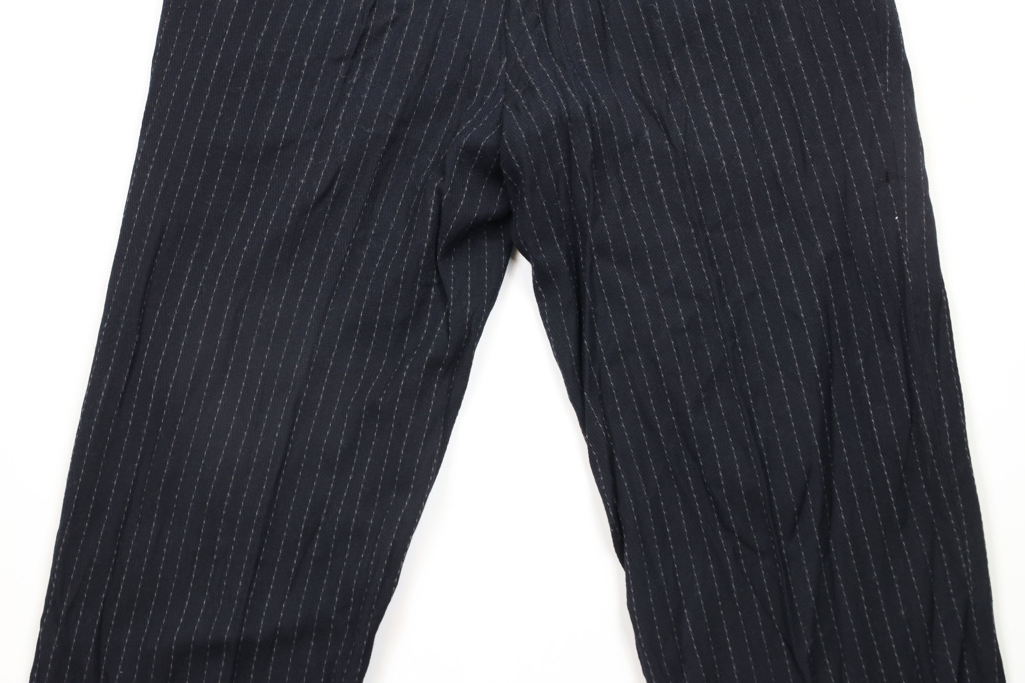 Vintage Vintage 90s Streetwear Striped Pleated Wool Wide Leg Pants Size US 36 / EU 52 - 11 Thumbnail