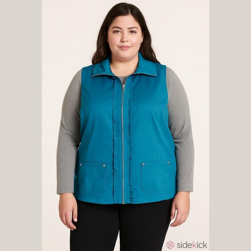 Other Christopher & Banks Vest Size 1X Teal Sleeveless Zip Up New Size 3XL / US 20-22 - 1 Thumbnail