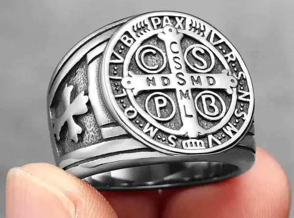 Jewelry Silver Color Exorcism Amulet Ring (Size 7-13 ) Size ONE SIZE - 5 Thumbnail