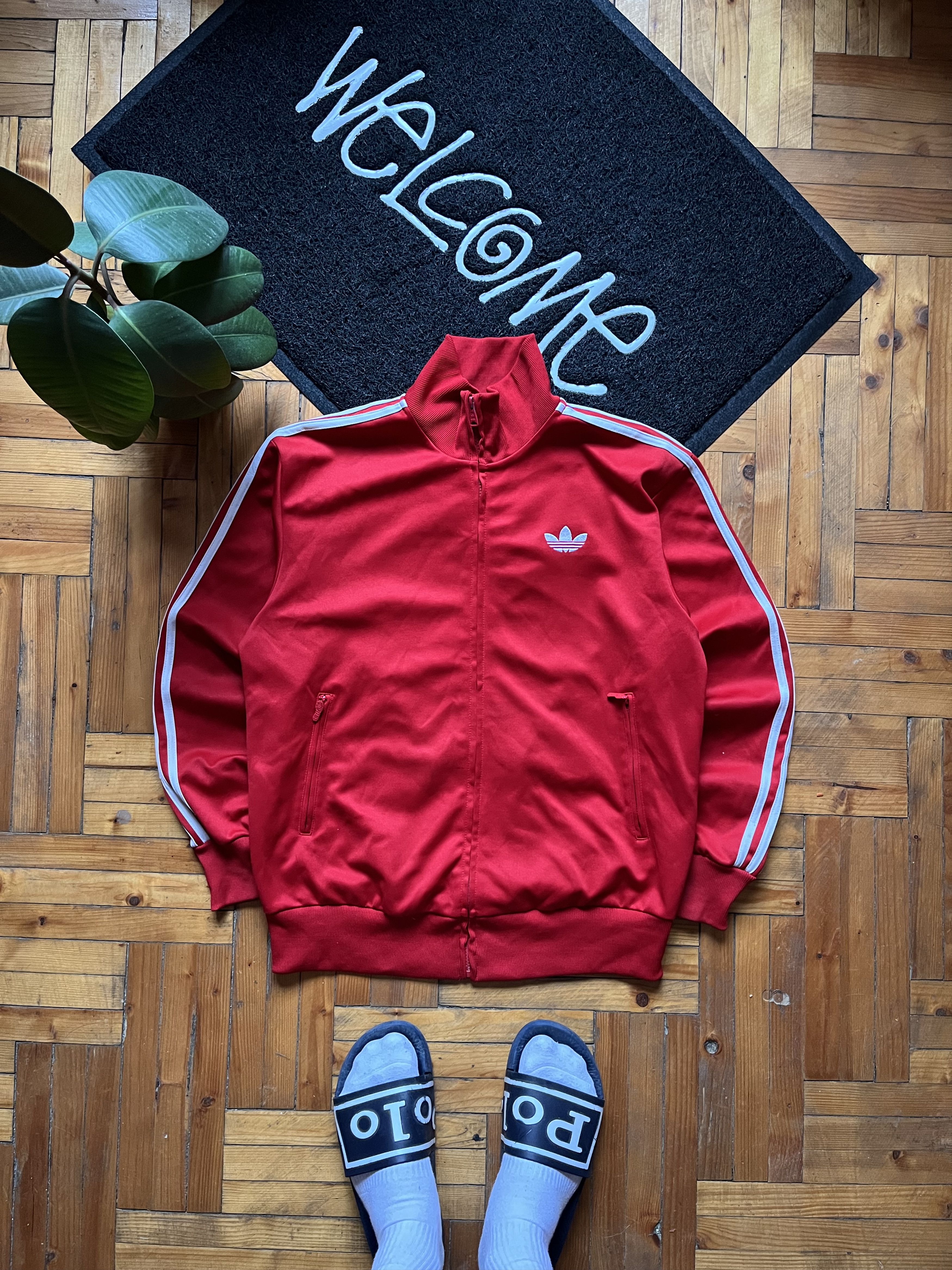 Adidas Vintage Adidas Firebird Zip Track Jacket Red White Stripes Size US L / EU 52-54 / 3 - 1 Thumbnail