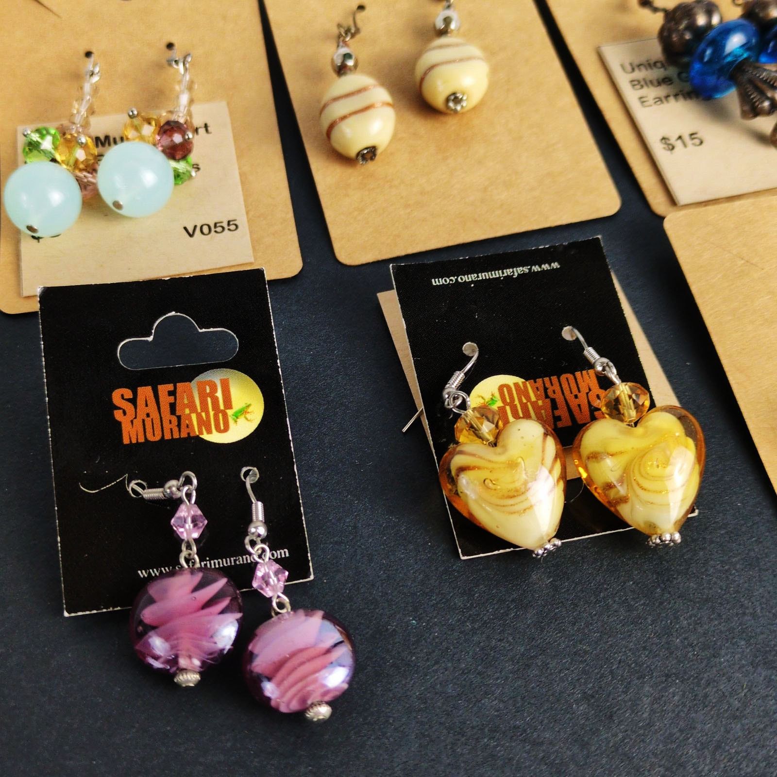 Other NEW 8 Pair Lot Art Glass Dangle Earrings, Safari Murano Size ONE SIZE - 5 Thumbnail