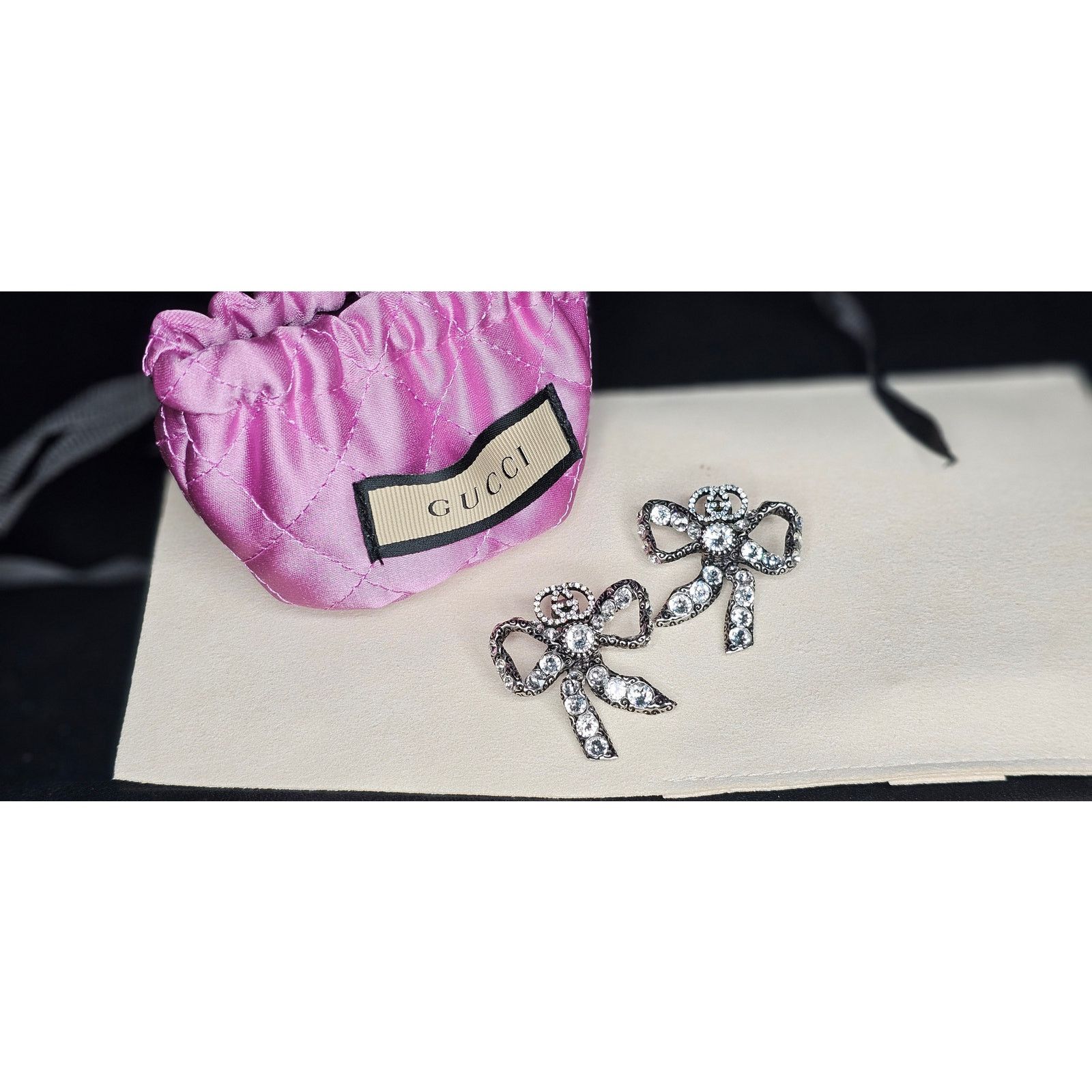 Gucci Gucci Silver Crystal Bow Earring Size ONE SIZE - 4 Thumbnail