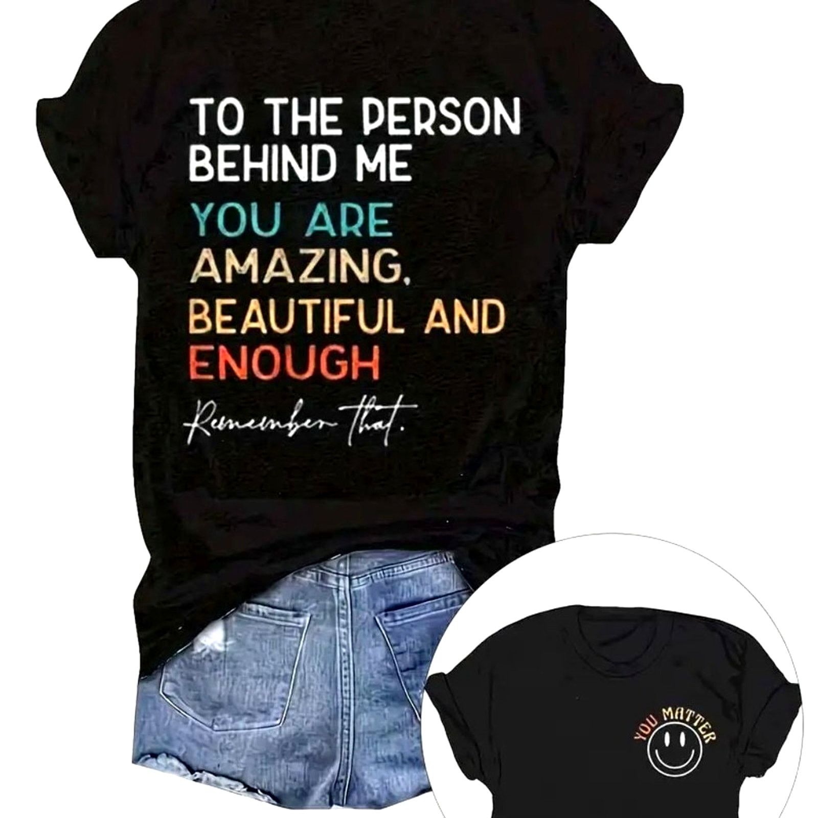 Other You Matter T-Shirt w/Message on Back - Happy Faces 8/10 Size L / US 10 / IT 46 - 2 Thumbnail