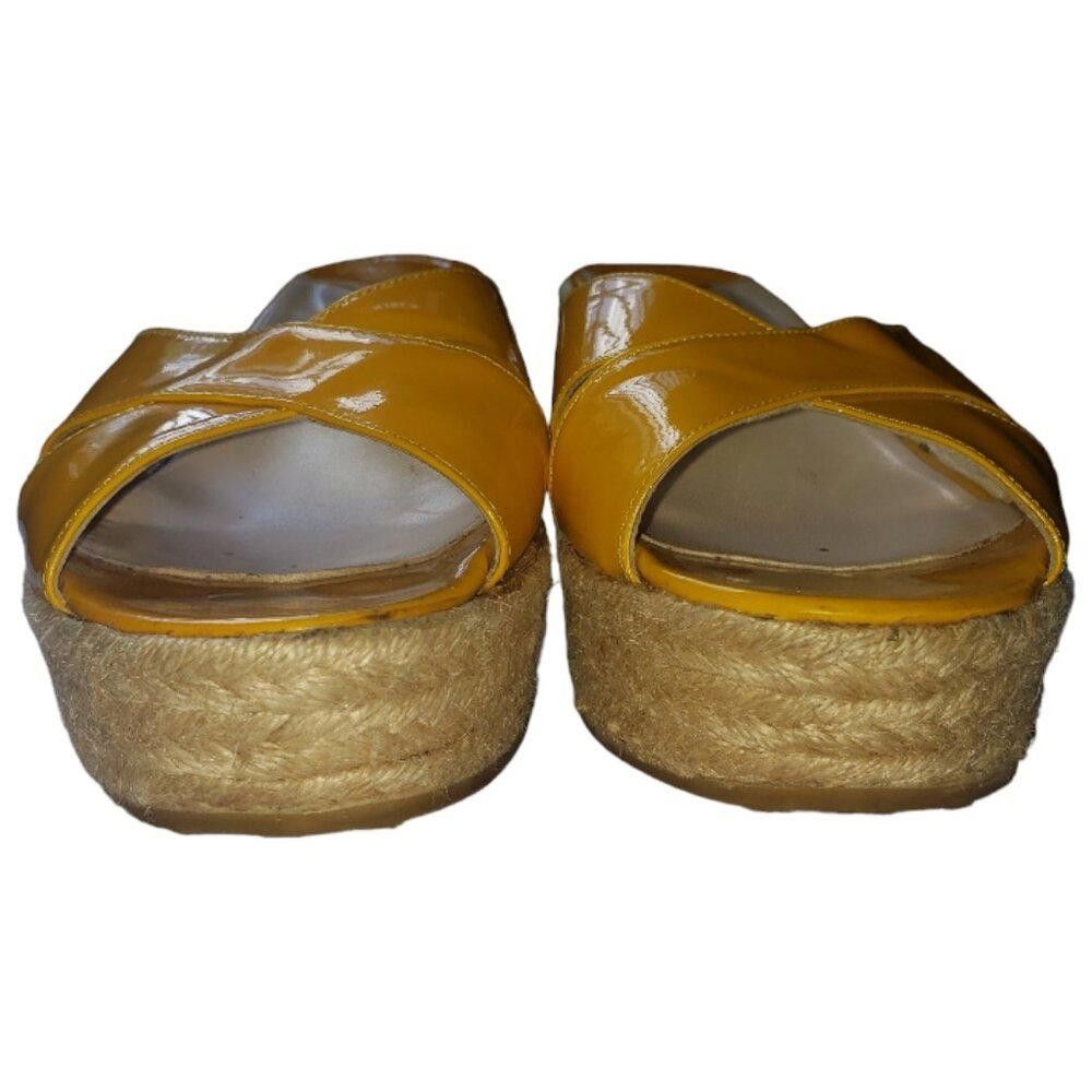 Jimmy Choo SH118 Jimmy Choo Yellow Patent Leath Phyllis Platform Wedge Size US 9 / IT 39 - 3 Thumbnail