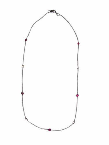 Designer 14 kt White Gold Ruby and White Sapphire Eternity Necklace Size ONE SIZE - 5 Thumbnail