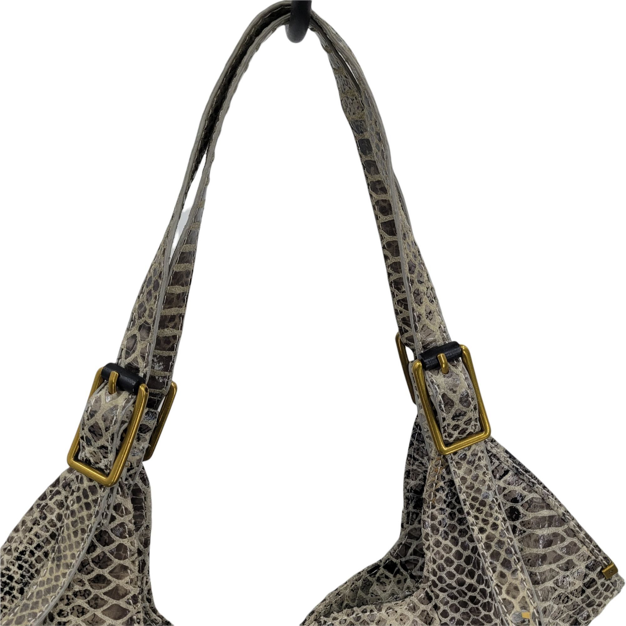 Other Elliott Lucca Leather Gray Cream Snakeskin Hobo Shoulder Bag Size ONE SIZE - 9 Thumbnail