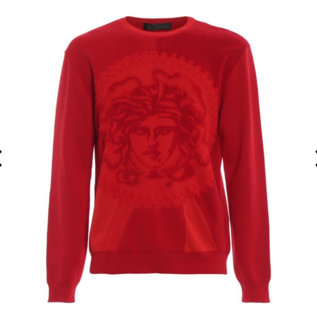 Versace VERSACE Medusa Stretch Terry Crewneck Hot Red Size IT 52/ L Size US L / EU 52-54 / 3 - 1 Thumbnail