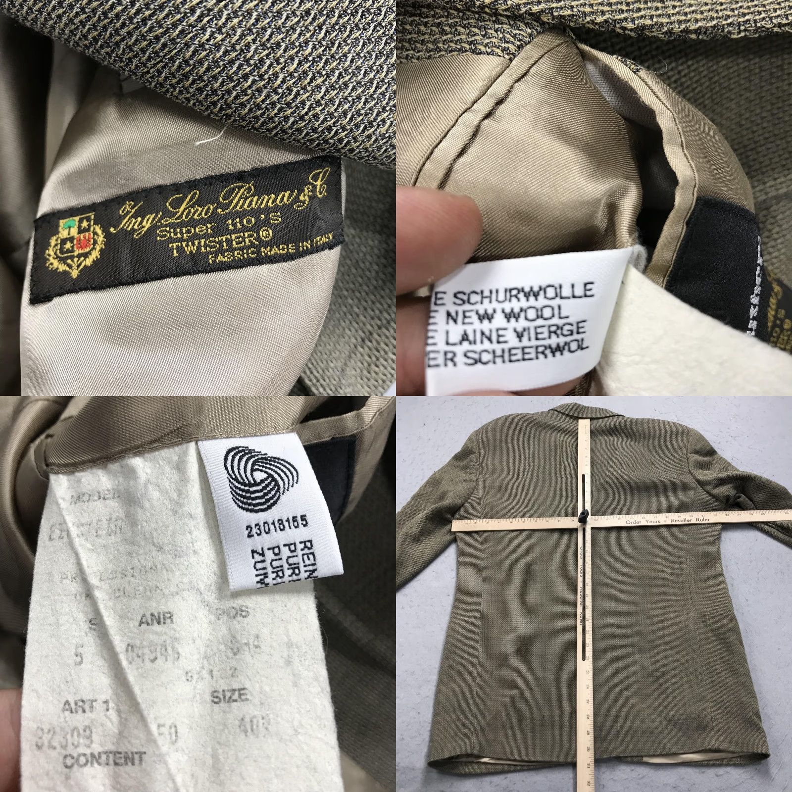 Loro Piana VINTAGE Loro Piana Sport Coat Mens 40R Tan Wool Blazer Geometric 2 Piece 3-Button Notch Lapel Woolmark Twister 110s Casual Wedding Formal Jacket Size 40R - 8 Thumbnail