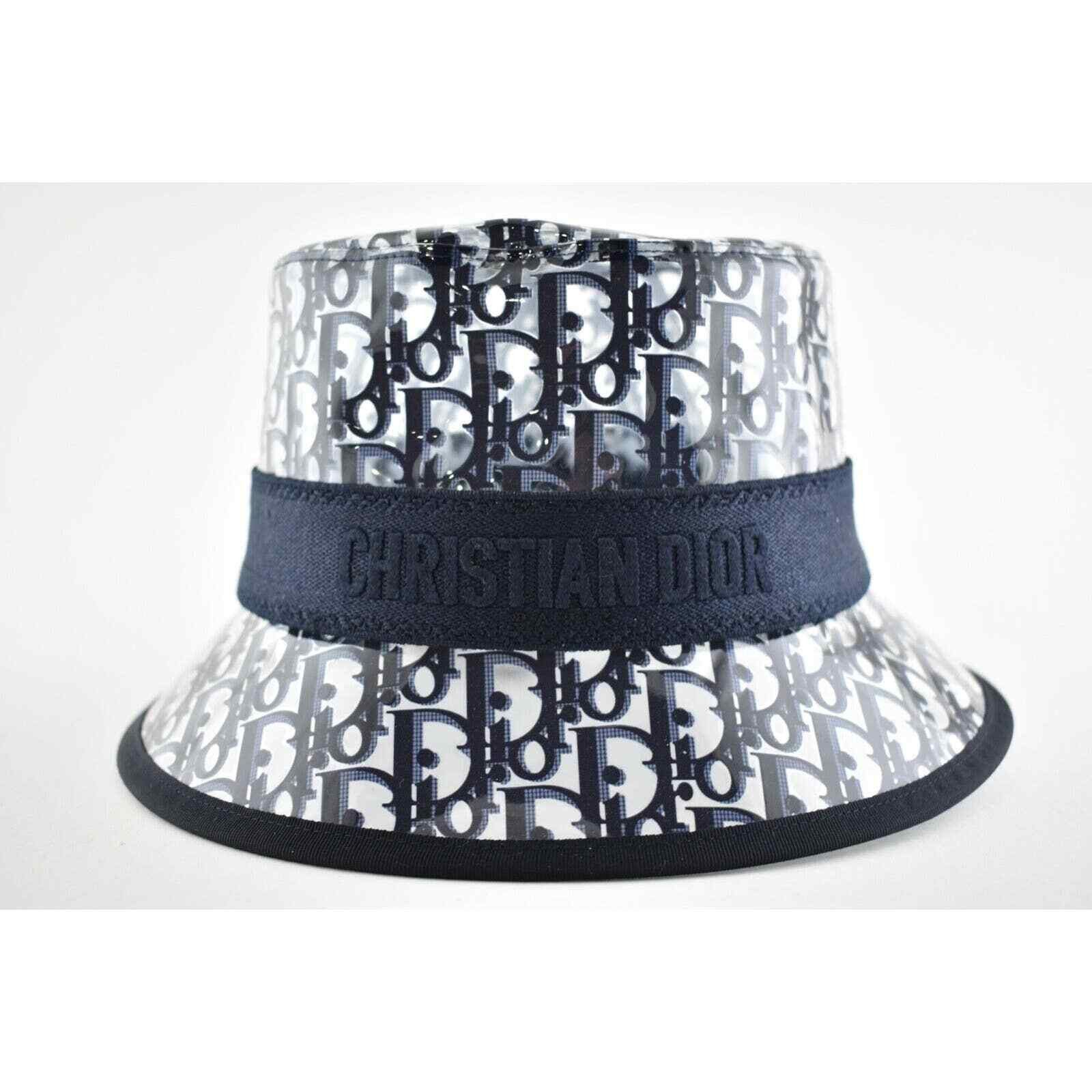 Dior French Oblique Logo Transparent Clear Sun Bucket Hat 57