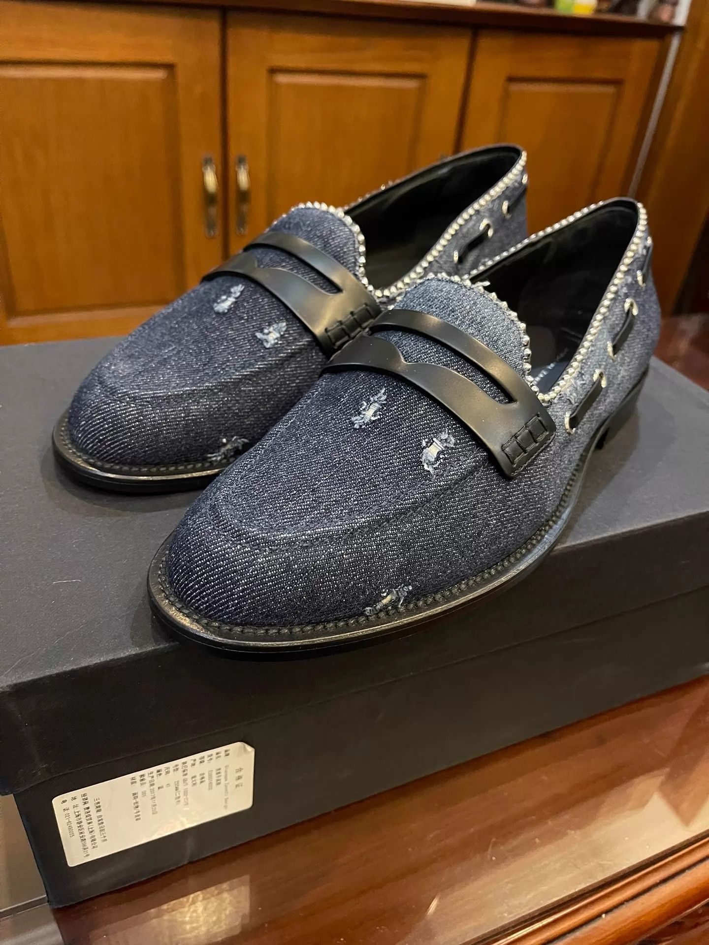 Giuseppe Zanotti GZ Denim & Leather Loafers 41 (New With Box) Size US 8 / EU 41 - 1 Thumbnail