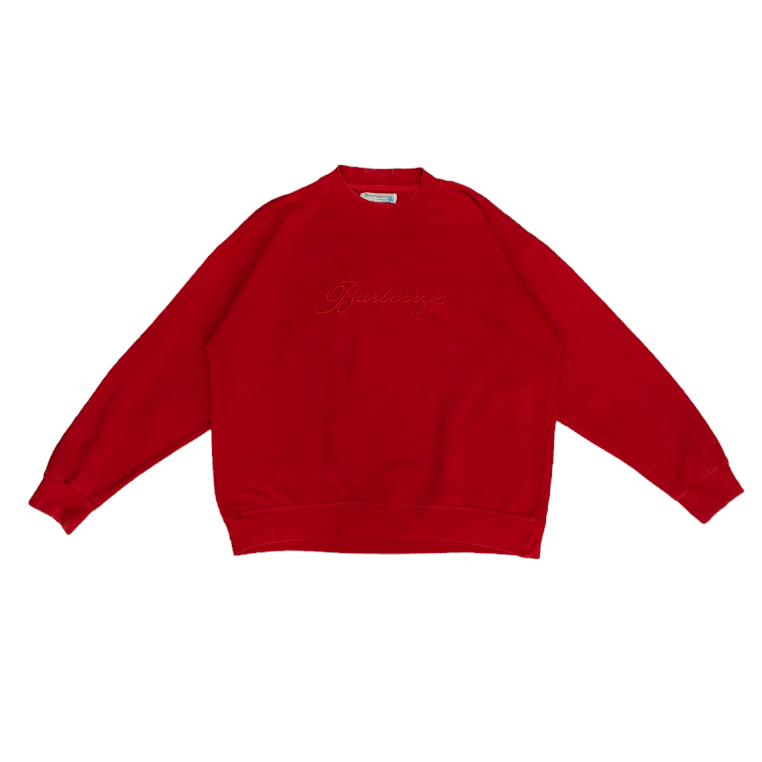 Burberry Vintage 90s Burberrys Red Embroidered Oversize Sweatshirt Size US M / EU 48-50 / 2 - 1 Thumbnail