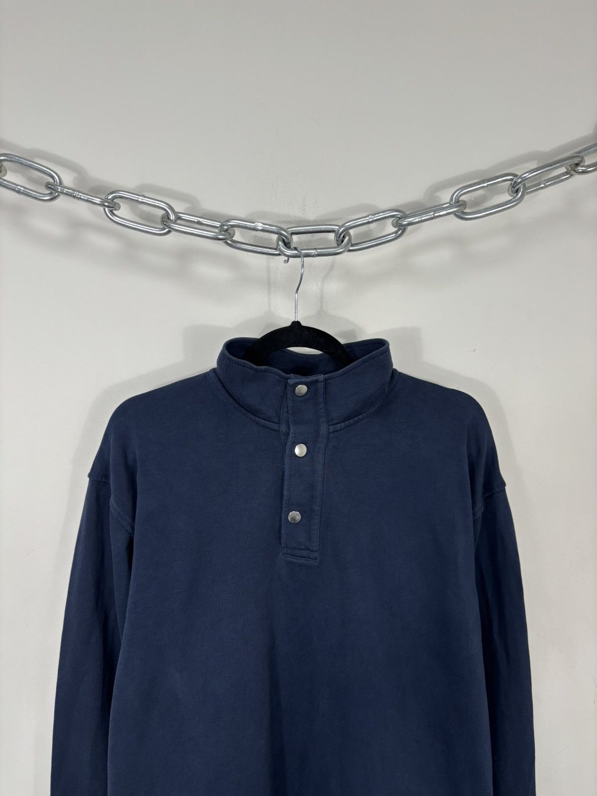 Arket Arket Men’s Navy Blue Classic Snap-Button Henley Sweatshirt Size US M / EU 48-50 / 2 - 2 Thumbnail