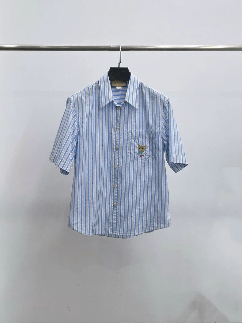 Gucci Blue and White Striped Shirt