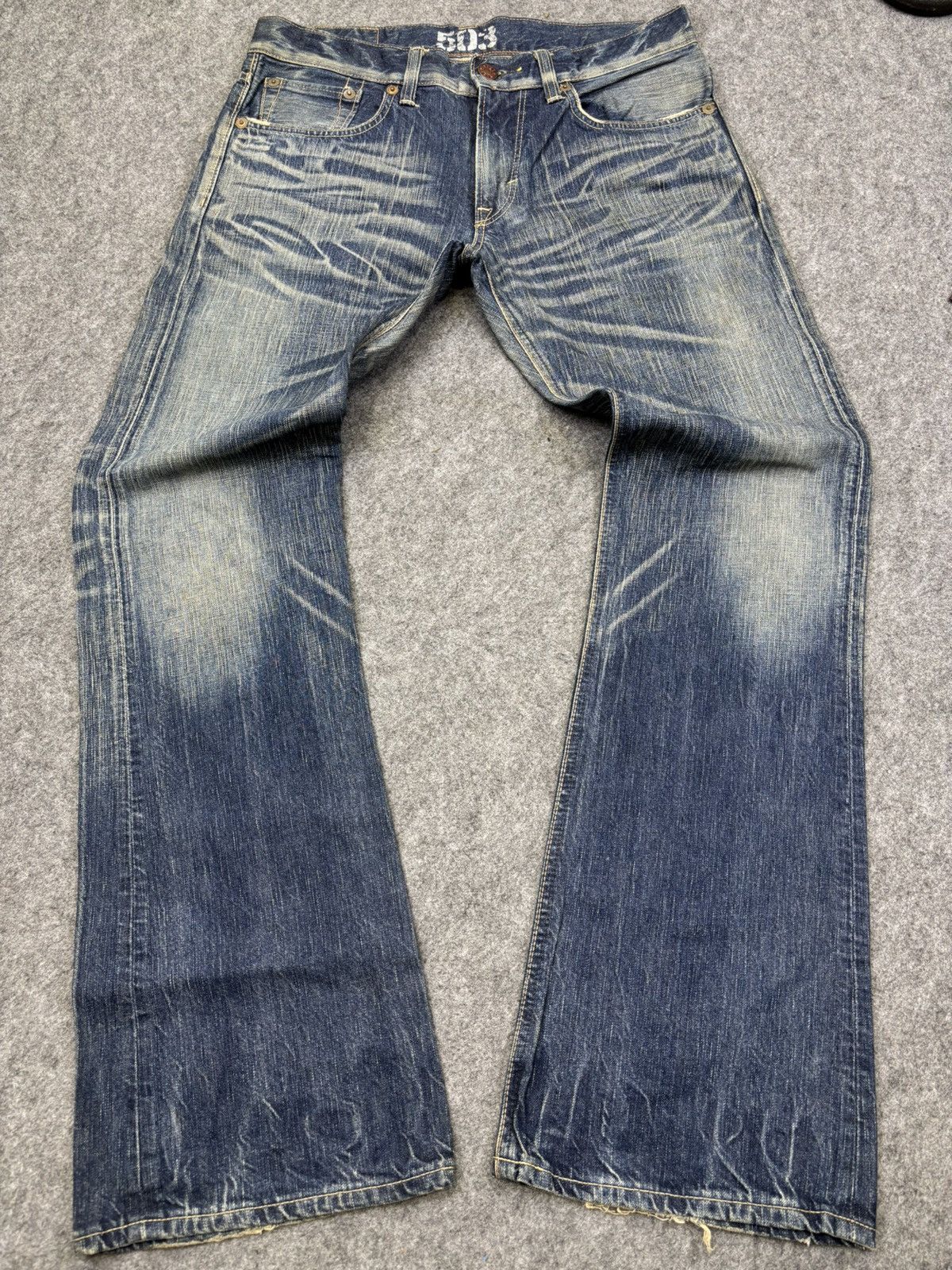 Edwin 💥Insane Flare💥Edwin Raw Fades Blue Trip Denim F842 Size US 34 / EU 50 - 16 Thumbnail