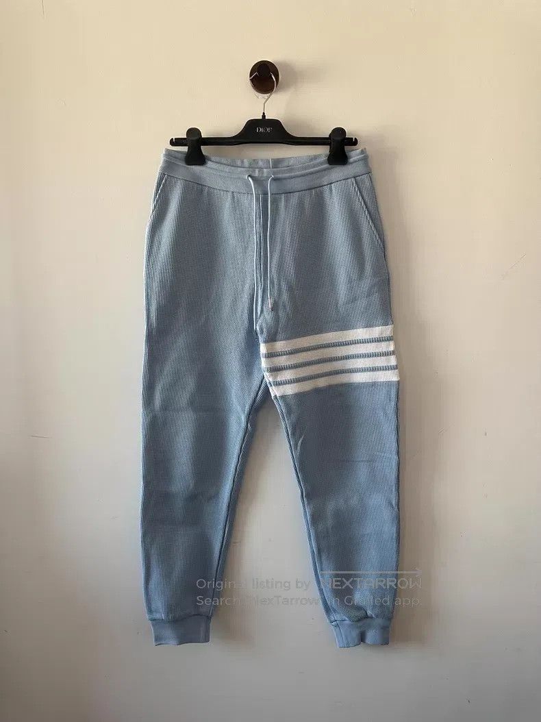 Thom Browne Thom Browne size 2 Sky Blue Waffle Sweatpants Size US 30 / EU 46 - 1 Thumbnail
