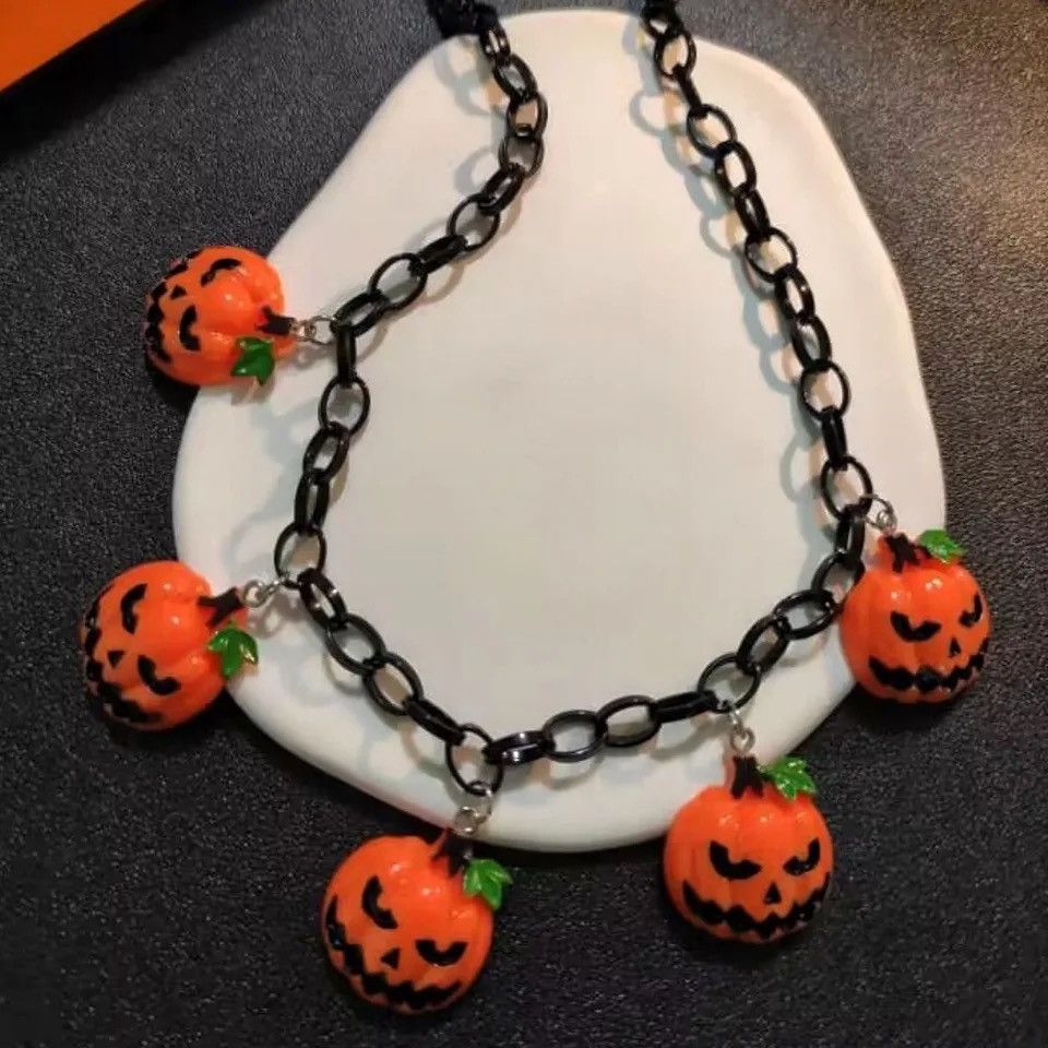 Vintage Retro Goth Halloween Pumpkin Necklace Size ONE SIZE - 4 Thumbnail