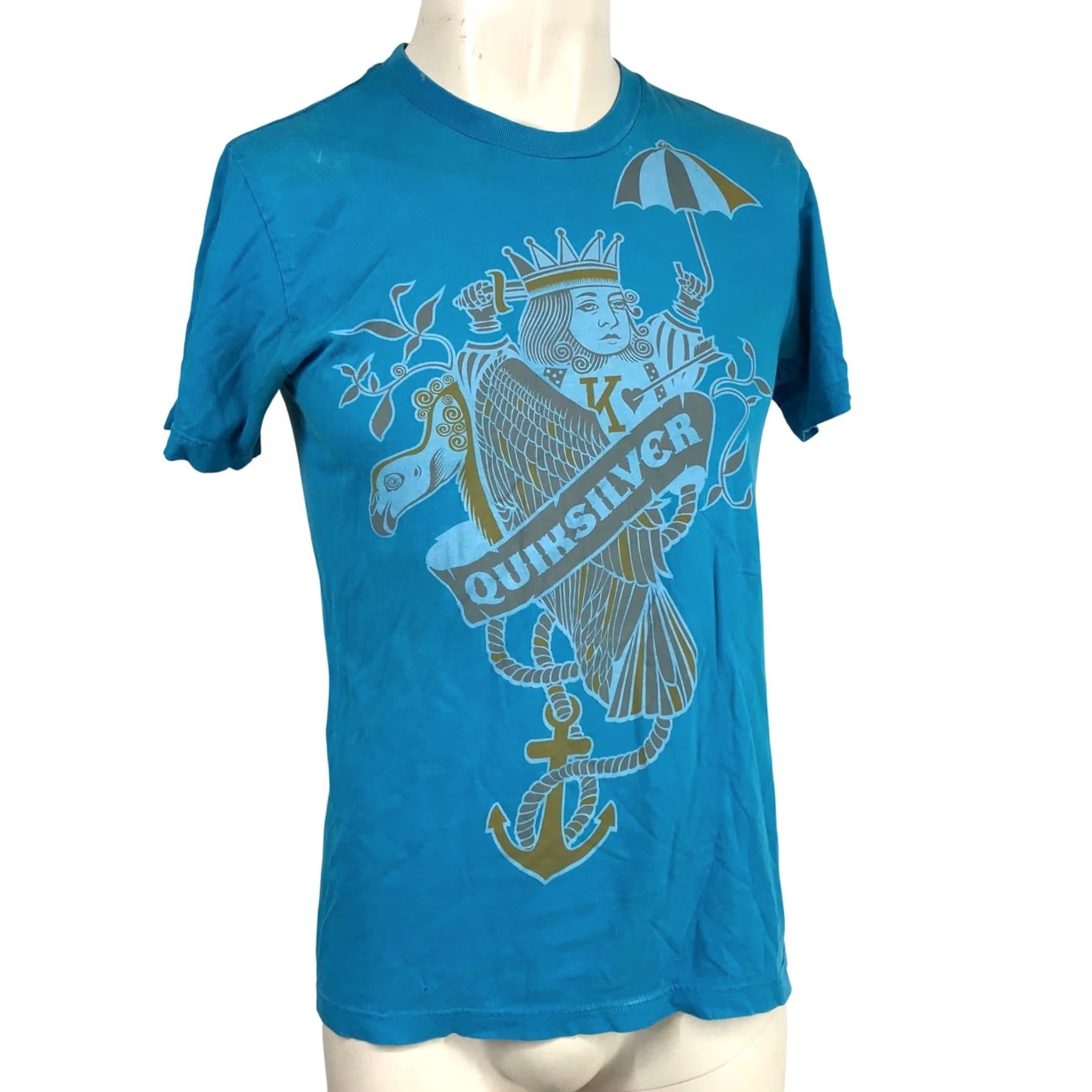 Quiksilver VTG Quiksilver Graphic T-Shirt Turquoise Blue King Anchor Surf Skate Tee Small Size US S / EU 44-46 / 1 - 2 Thumbnail