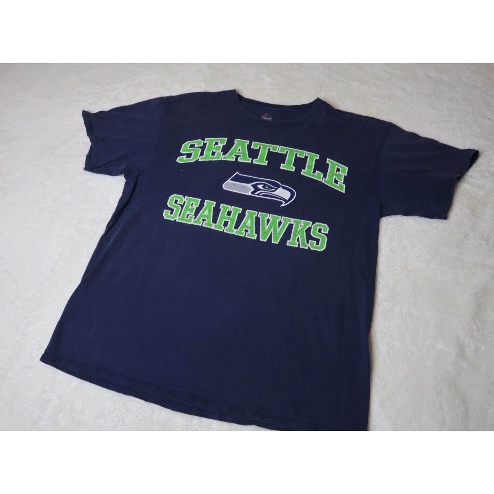 Vintage Seattle Seahawks T Shirt Size Large Navy Crew Neck 100% Cotton Classic Football Majestic Men LC Blue Nike? Size US L / EU 52-54 / 3 - 5 Thumbnail