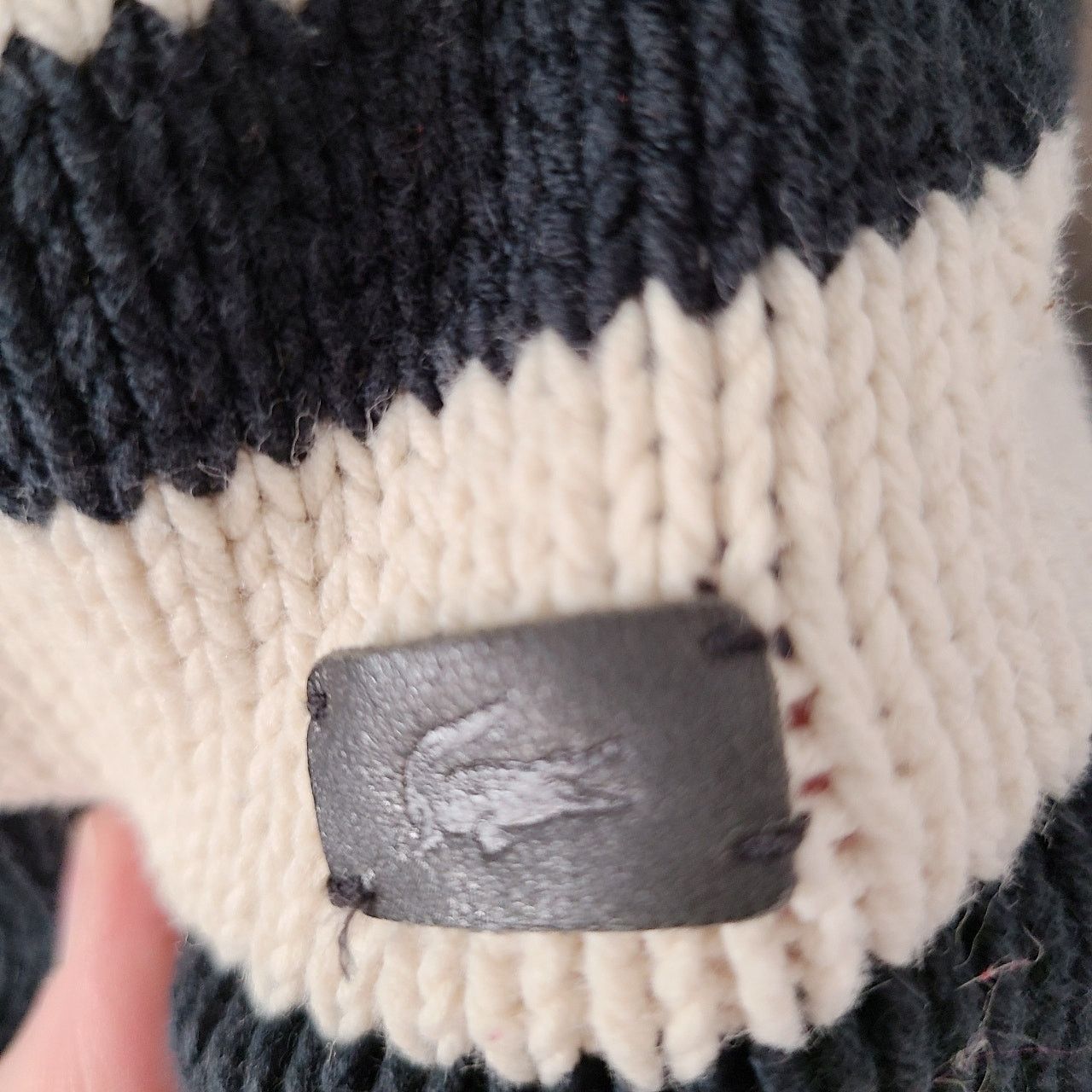Lacoste vintage 90s Lacoste cream grey blackknit sweater medium Size US M / EU 48-50 / 2 - 6 Thumbnail