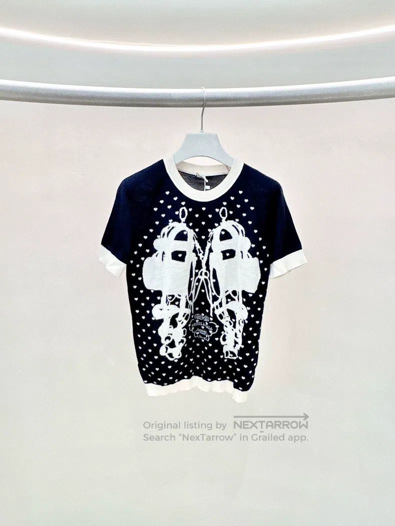 Hermes Hermes Blue heart-patterned knitwear Size XS / US 0-2 / IT 36-38 - 1 Thumbnail