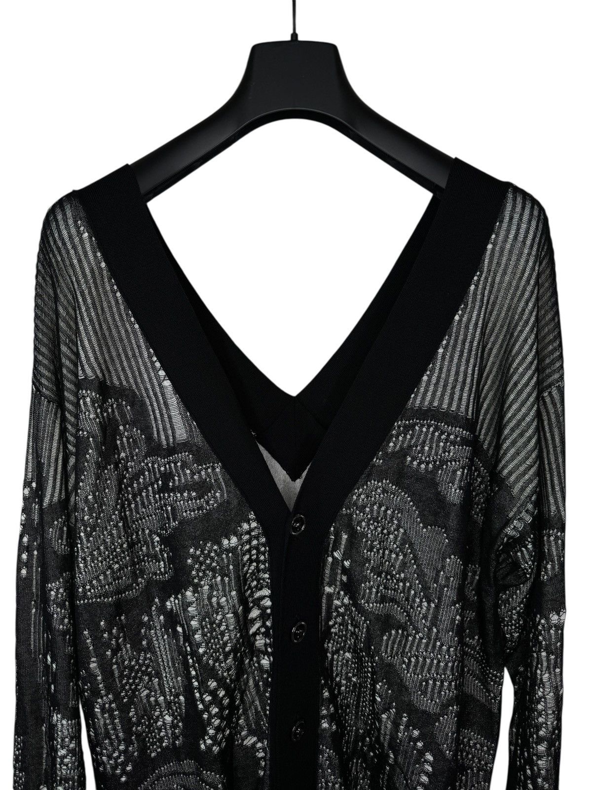 Versace Versace black drop-stitch cotton open-knit cardigan Size US M / EU 48-50 / 2 - 5 Thumbnail