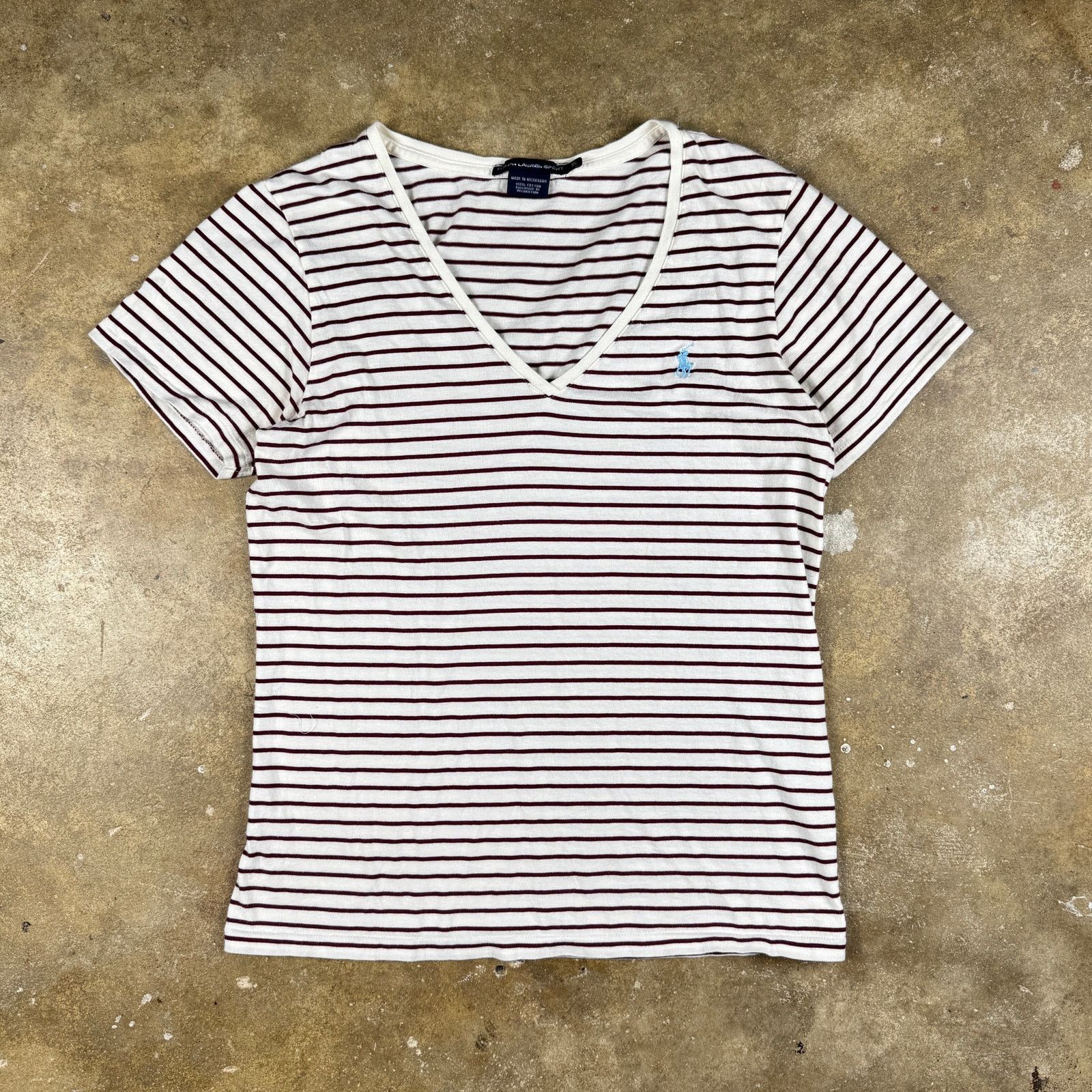 Ralph Lauren Sport Ralph Lauren Sport Y2K Women’s XL Striped V-Neck T-Shirt Size XL / US 12-14 / IT 48-50 - 1 Thumbnail