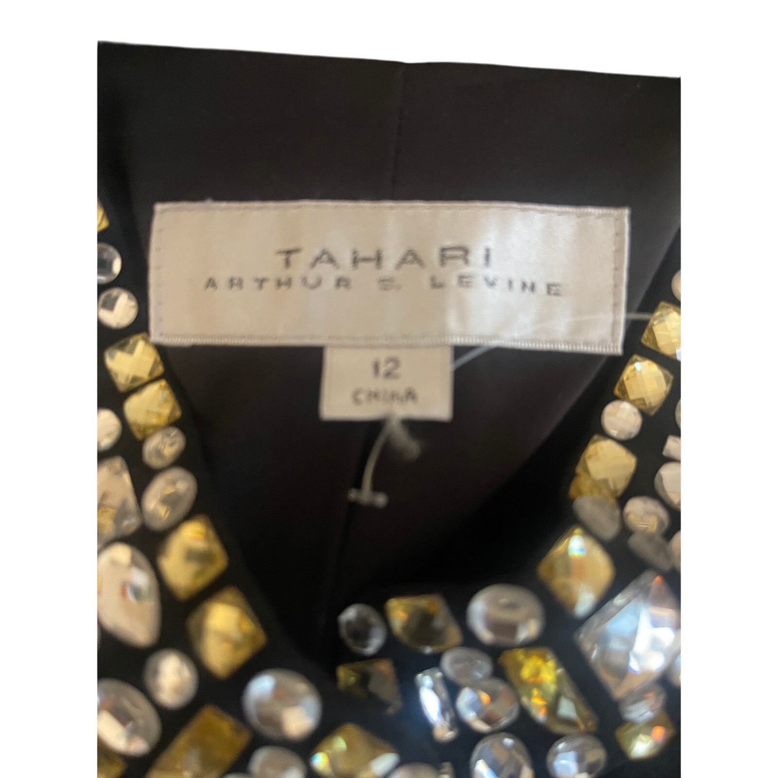 Elie Tahari Tahari Black Embellished Collar Open Front Jacket Size 12 Size L / US 10 / IT 46 - 3 Thumbnail