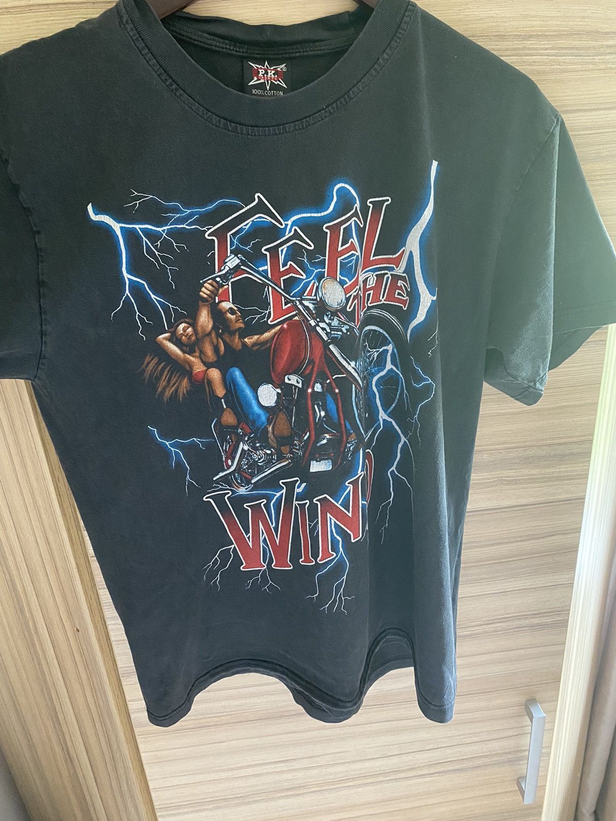 Harley Davidson × Vintage Vintage 2000s "Feel The Wind" Harley-Inspired Biker Tee Size US L / EU 52-54 / 3 - 4 Thumbnail