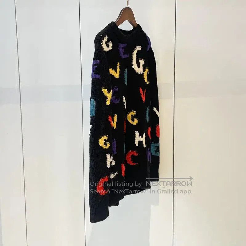 Givenchy Givenchy Black Wool Knit Sweater with Colorful Letters . Size XS / US 0-2 / IT 36-38 - 2 Thumbnail