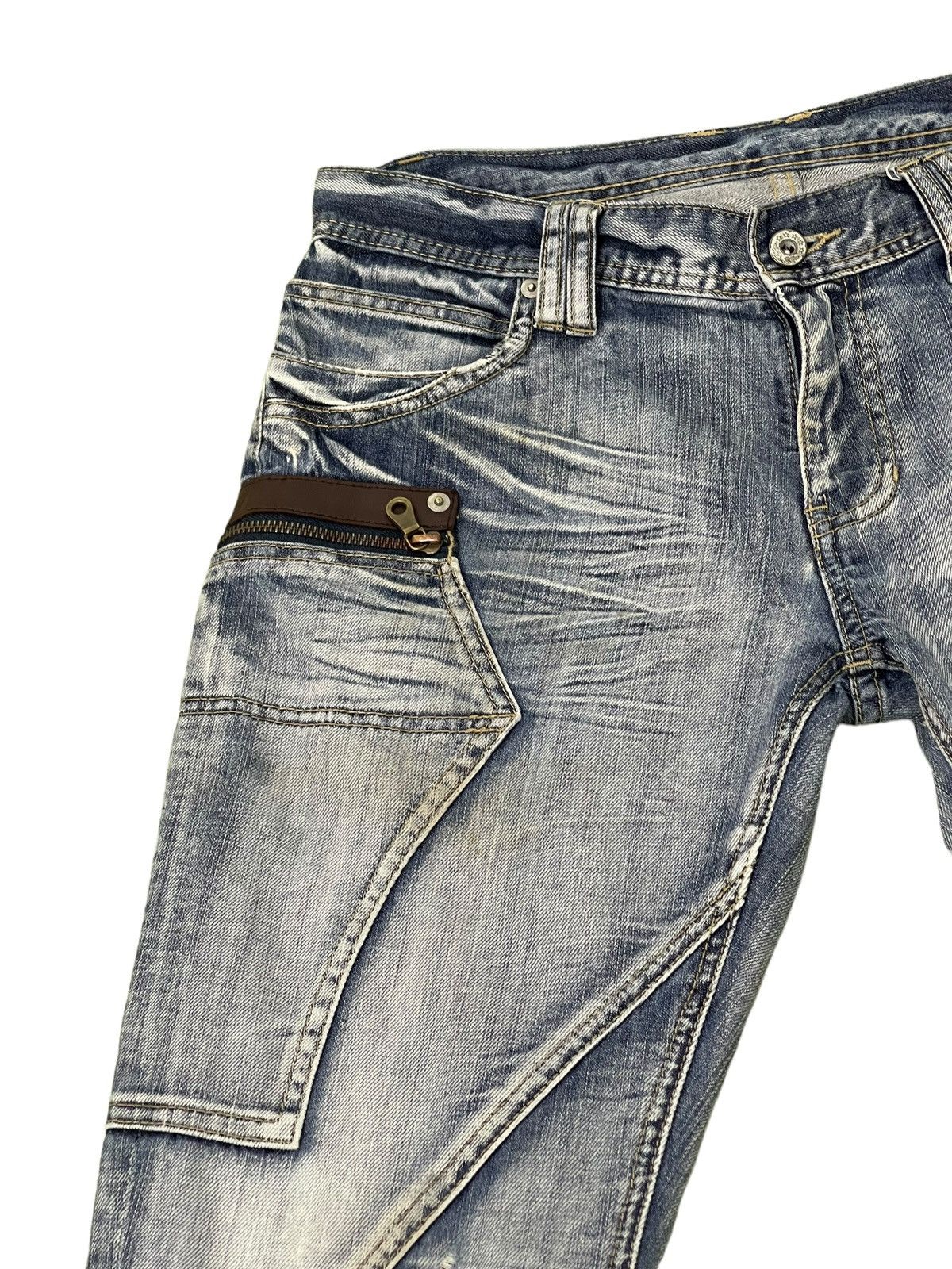 Japanese Brand Flare Jeans Michel Klein Distres Low Rise Boot Cut 8🟦6 Size US 31 - 8 Thumbnail