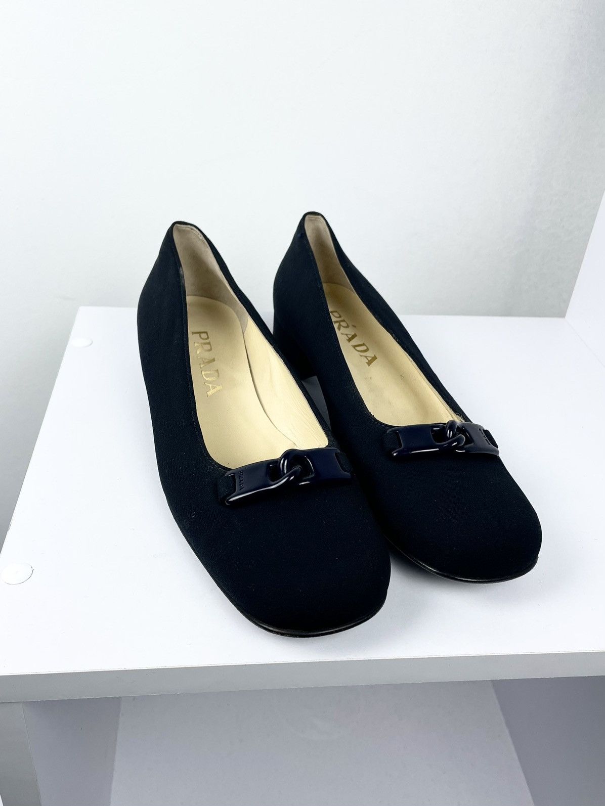 Prada Prada Black Ballet Flats Logo Buckle Loafers Pumps Size US 7 / IT 37 - 2 Thumbnail