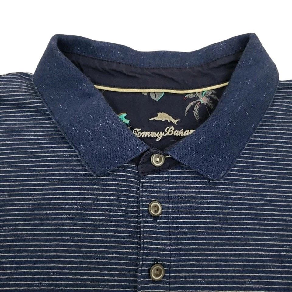 Tommy Bahama Tommy Bahama Polo Shirt Caribbean Navy Blue Tonal Striped XL Size US XL / EU 56 / 4 - 7 Thumbnail