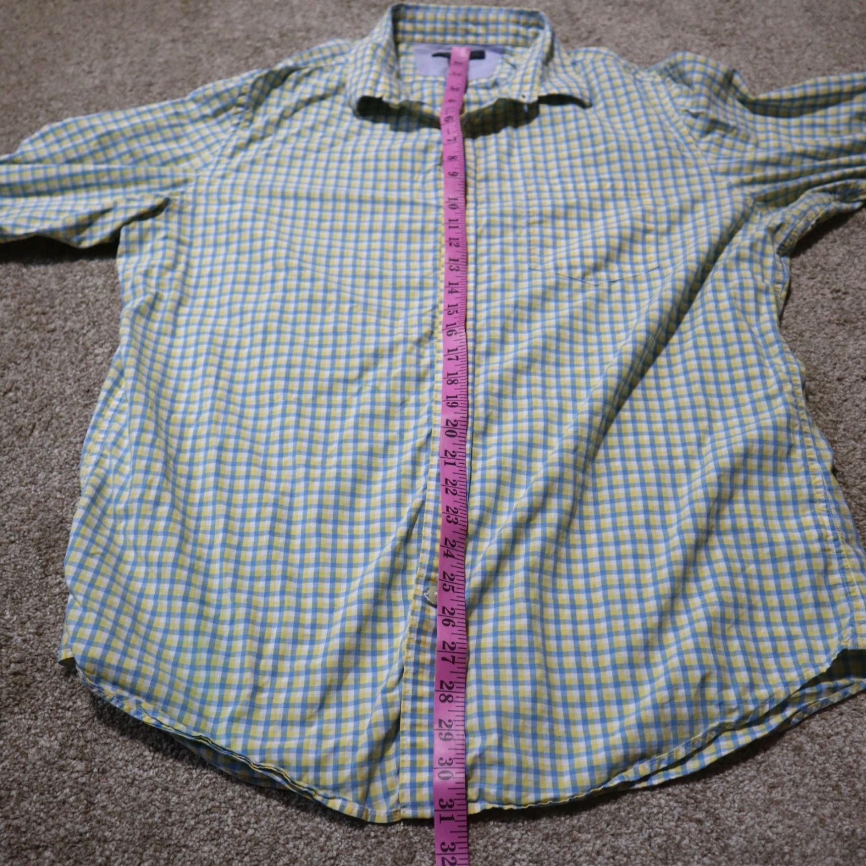 Banana Republic Banana Republic Shirt Button-Up Men Yellow Blue Plaid Multicolor Cotton Slim Long Sleeve Size 17.5 Regular Size US XXL / EU 58 / 5 - 6 Thumbnail