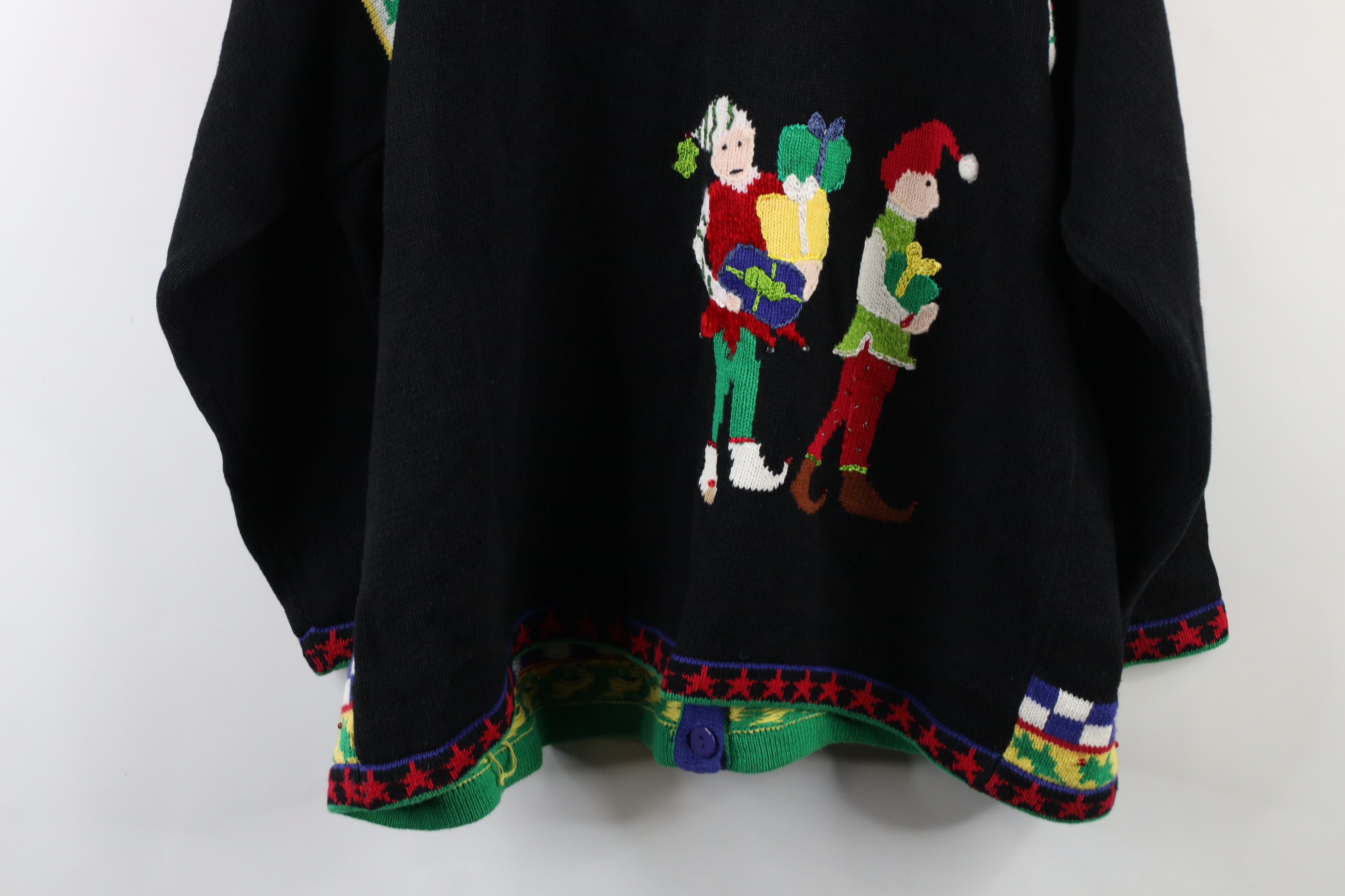 Vintage Vintage 90s Streetwear Elf All Over Print Cardigan Sweater Size 3XL / US 20-22 - 14 Thumbnail