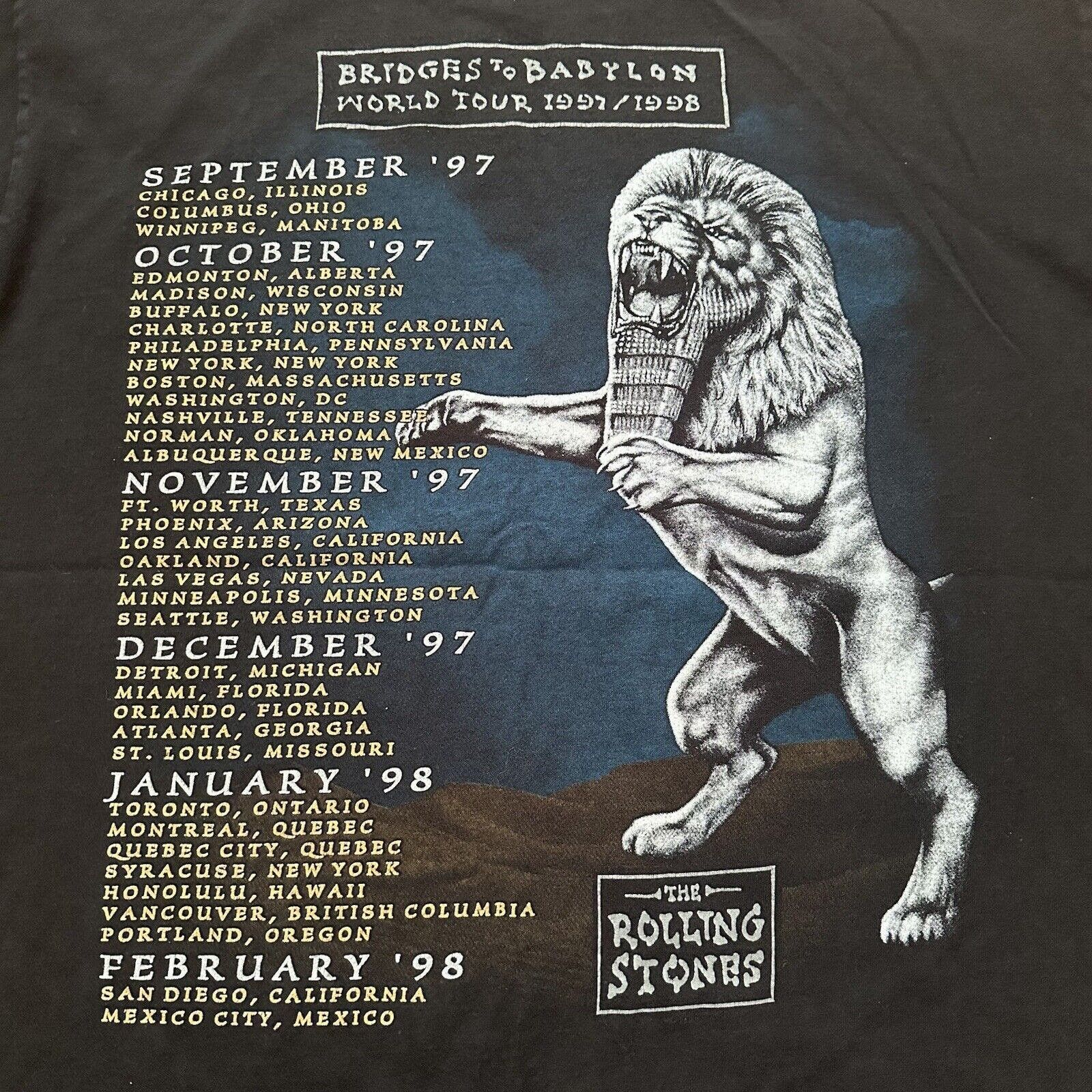Band Tees × Vintage Vintage 1997 Rolling Stones Bridges To Babylon Band Tour Tee Size US XL / EU 56 / 4 - 2 Thumbnail
