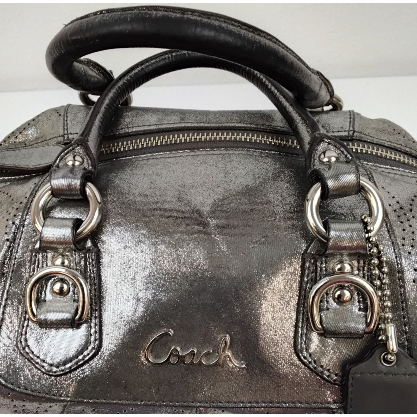 Coach Coach Ashley Satchel Purse Silver Perforated Leather 2000s Size ONE SIZE - 5 Thumbnail