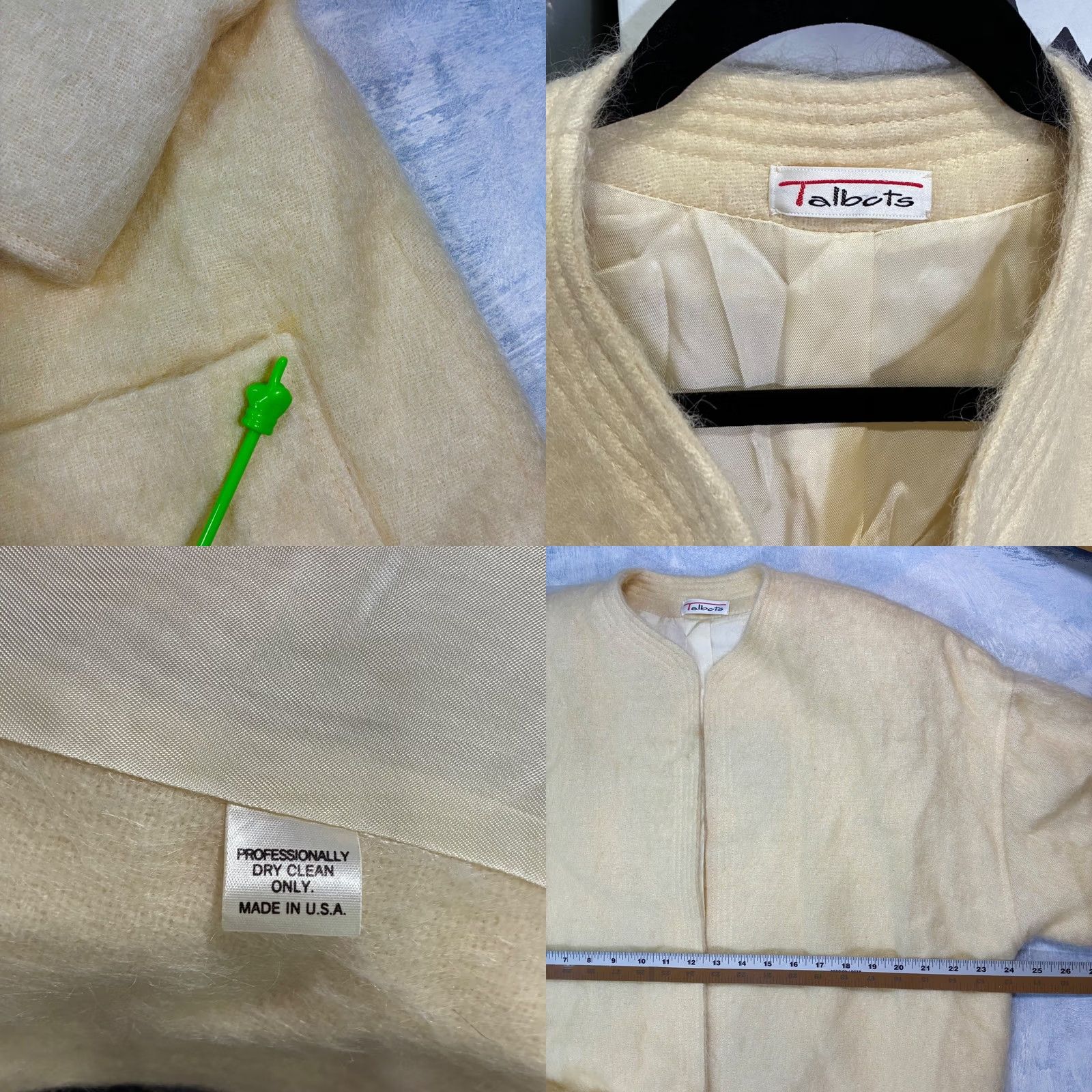 Talbots VINTAGE Talbots Coat Overcoat Women's Wool Cream Long Open Front 80s XL Jacket Style Pocket Padded Shoulders Size XL / US 12-14 / IT 48-50 - 8 Thumbnail